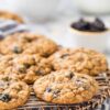 A close up of cookies on a cooling rack