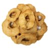 A pile of dried apples on top of each other.