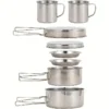 Stainless Steel Camping Cookware Set With Lids & Handles