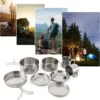 Stainless Steel Camping Cookware Set With Lids & Handles - Image 2