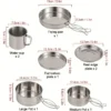 Stainless Steel Camping Cookware Set With Lids & Handles - Image 3