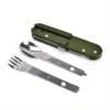 Outdoor Portable Army Green Folding Camping Cutlery Knife Fork Spoon & More. - Image 2